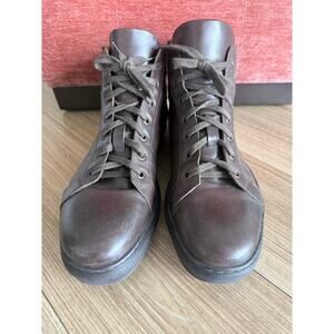 To Boot New York Men's Brown Leather High-Top Sneaker Side Zip Italy 9.5